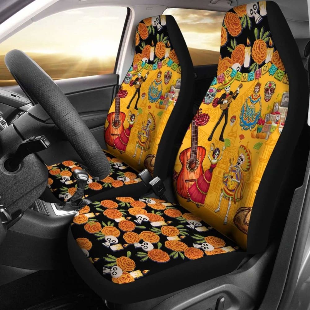 Mexican De Muertos Car Seat Cover Flowers 101207