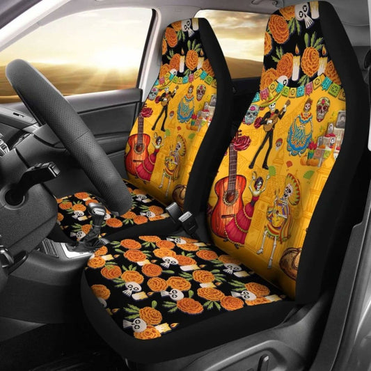 Mexican De Muertos Car Seat Cover Flowers 101207