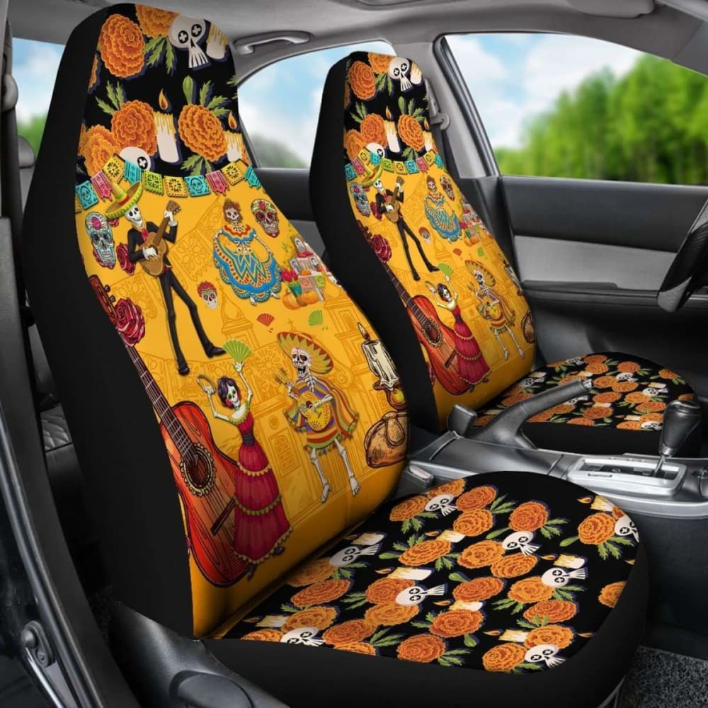 Mexican De Muertos Car Seat Cover Flowers 101207