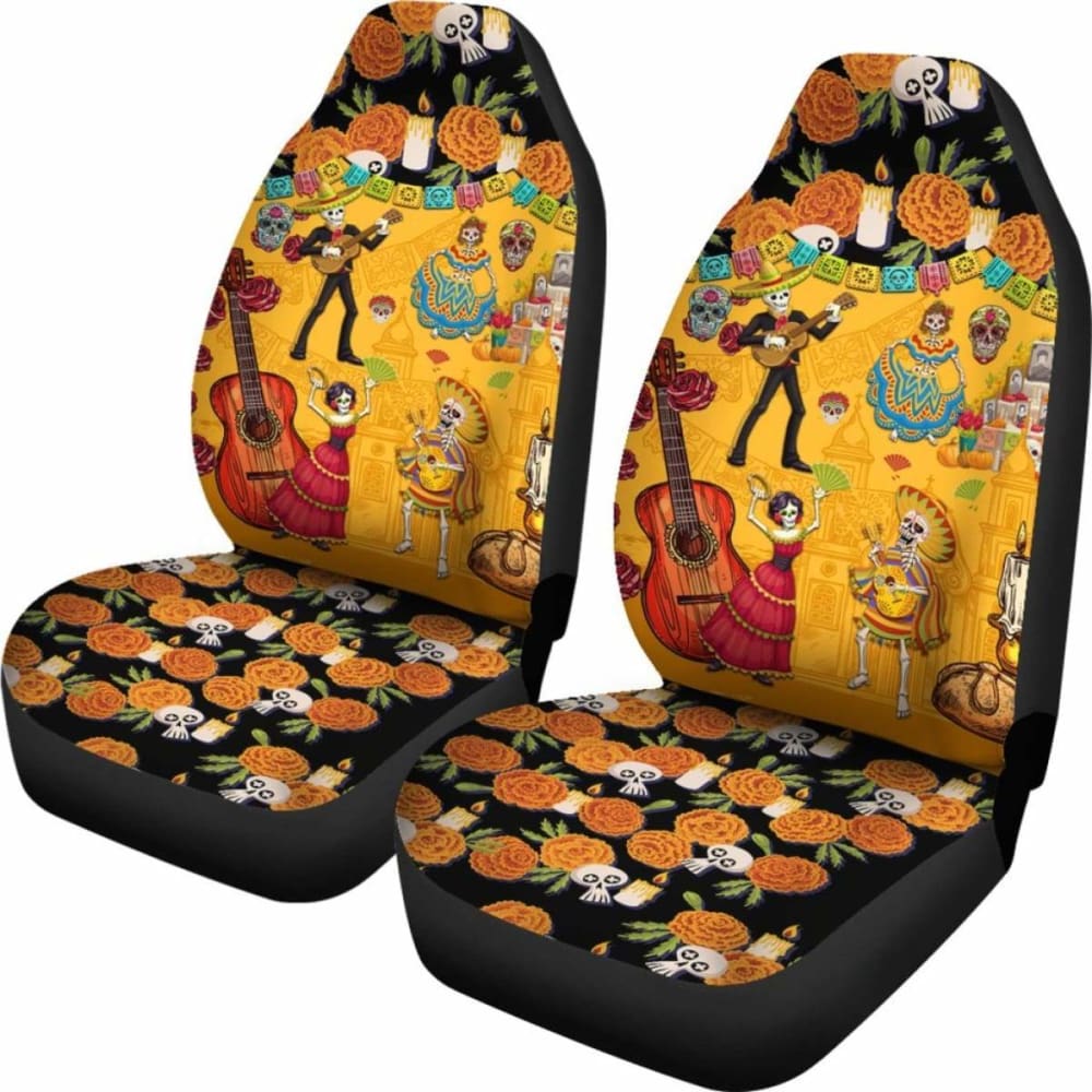 Mexican De Muertos Car Seat Cover Flowers 101207