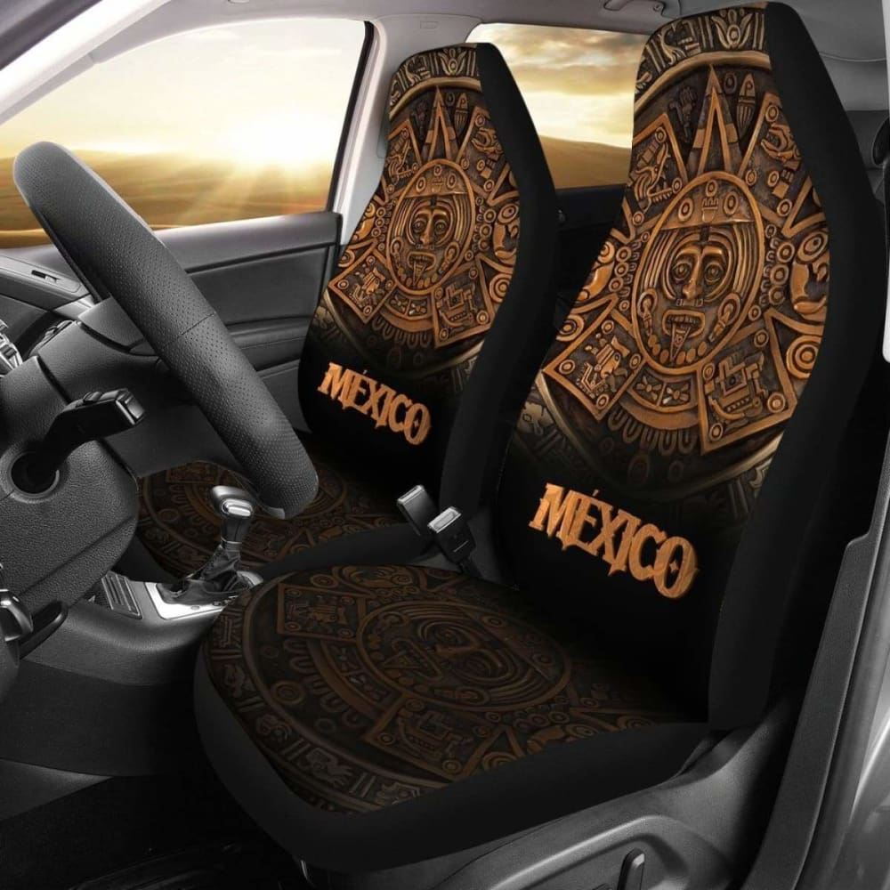 Mexico Aztec Car Seat Covers - The Ancient Aztec Calendar (Set Of Two) 110424 - YourCarButBetter
