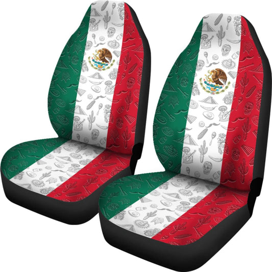 Mexico Flag And Symbols Car Seat Covers 550317 - YourCarButBetter