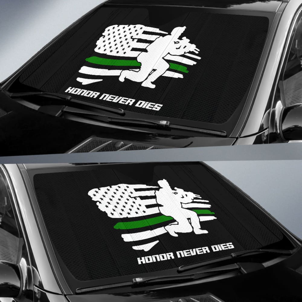 Military Green Thin Line American Flag Car Auto Sun Shades 213003 - YourCarButBetter
