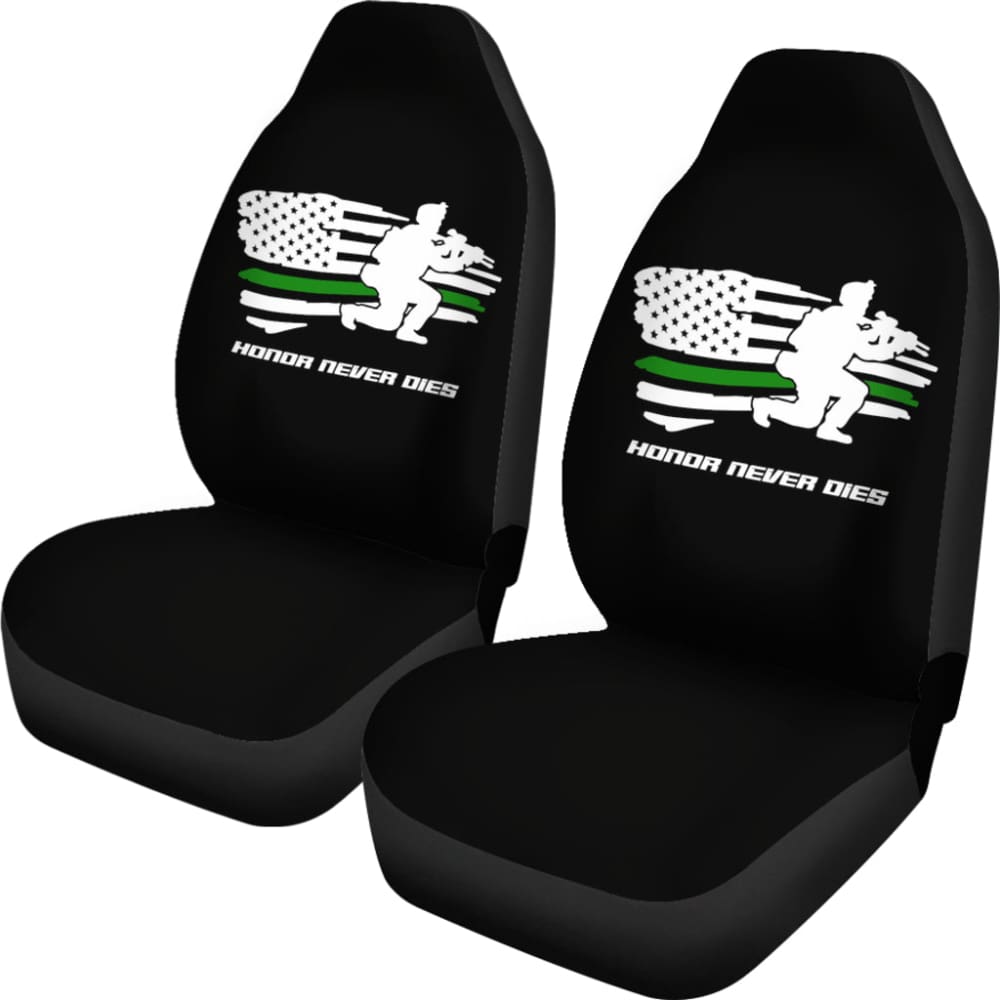 Military Green Thin Line American Flag Car Seat Covers 213003 - YourCarButBetter