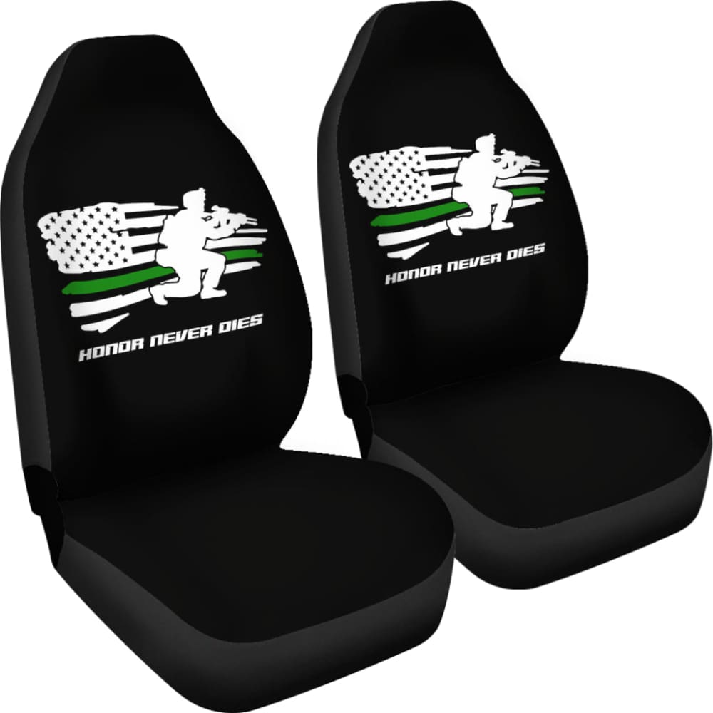 Military Green Thin Line American Flag Car Seat Covers 213003 - YourCarButBetter