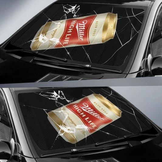 Miller High Life Auto Sun Shade Car Sun Visor Funny Beer Lover 102507 - YourCarButBetter