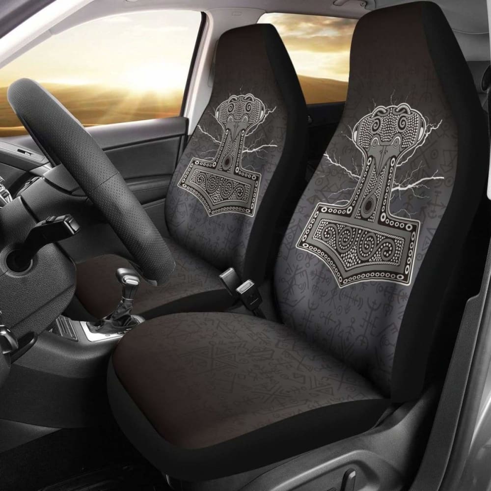 Mjollnir Of Odin In Viking Style Car Seat Covers 144909