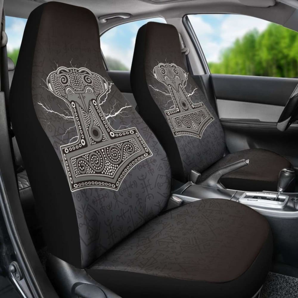 Mjollnir Of Odin In Viking Style Car Seat Covers 144909