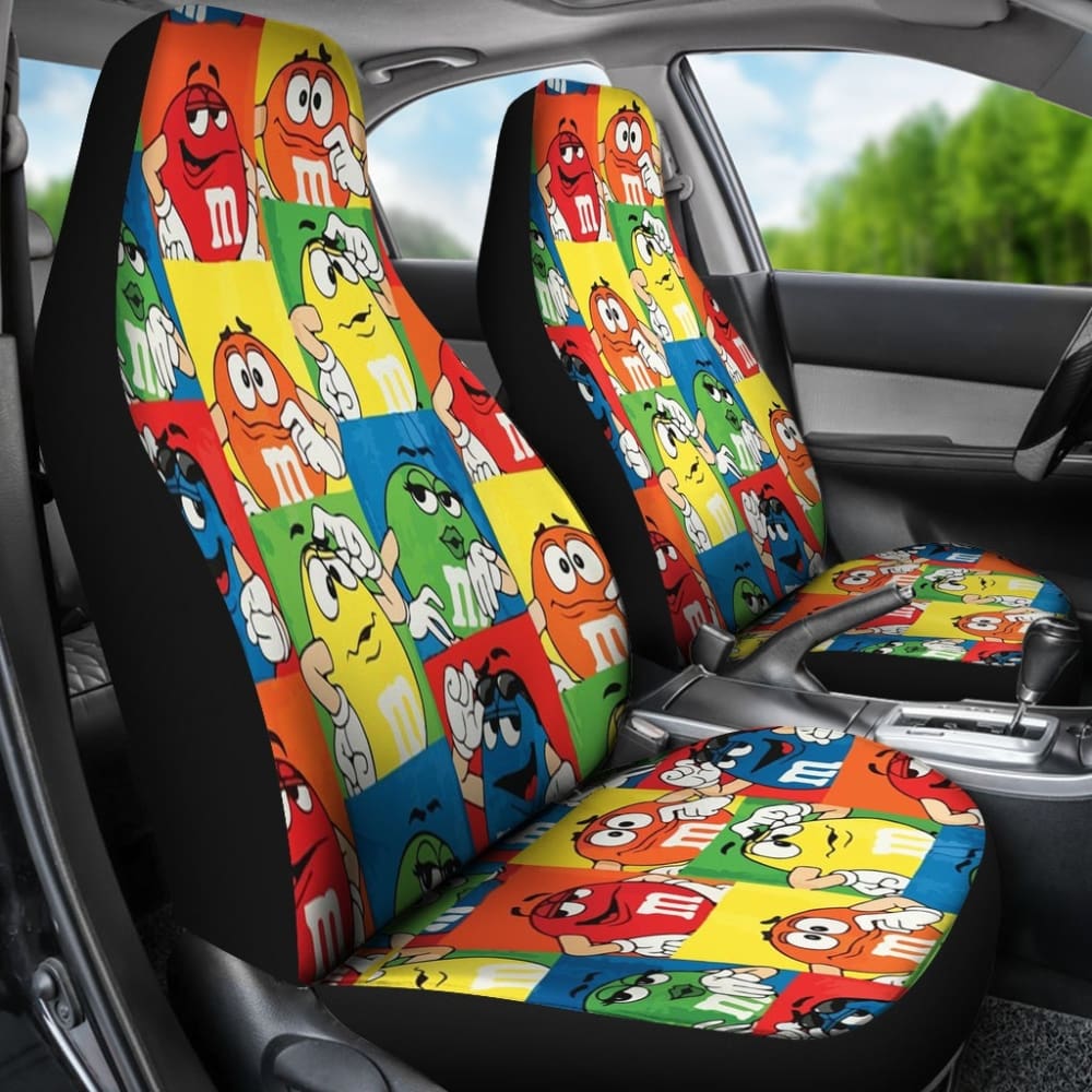 M&M Chocolate Pattern Car Seat Covers Car Accessories Decoration 094201 - YourCarButBetter