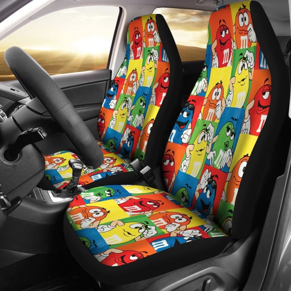 M&M Chocolate Pattern Car Seat Covers Car Accessories Decoration 094201 - YourCarButBetter