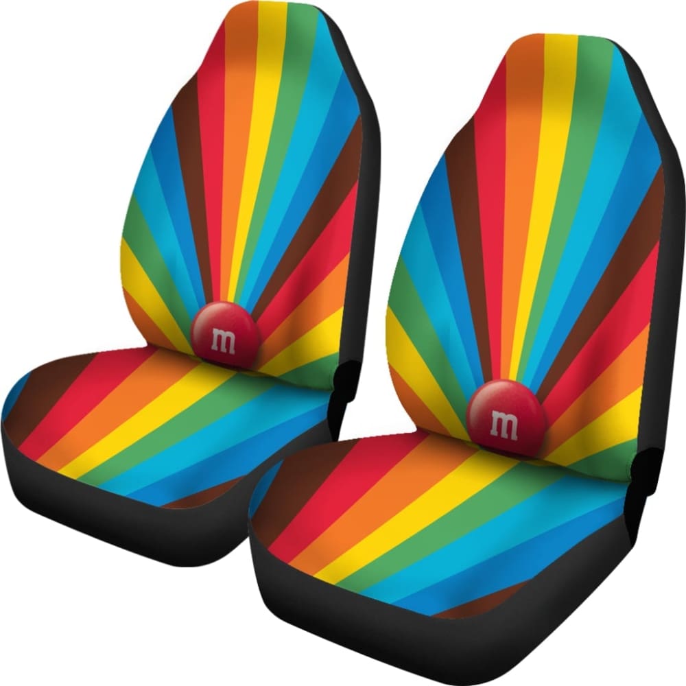 M&M Chocolate Rainbow Car Seat Covers Car Accessories Decoration 094201 - YourCarButBetter