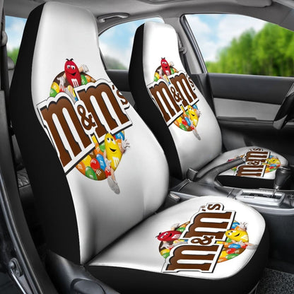 M&M Chocolate White Car Seat Covers Car Accessories Decoration 094201 - YourCarButBetter