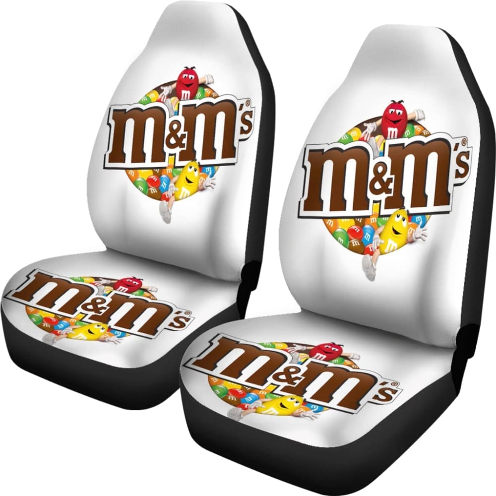 M&M Chocolate White Car Seat Covers Car Accessories Decoration 094201 - YourCarButBetter