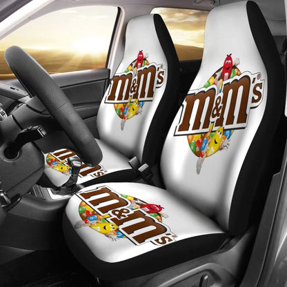 M&M Chocolate White Car Seat Covers Car Accessories Decoration 094201 - YourCarButBetter