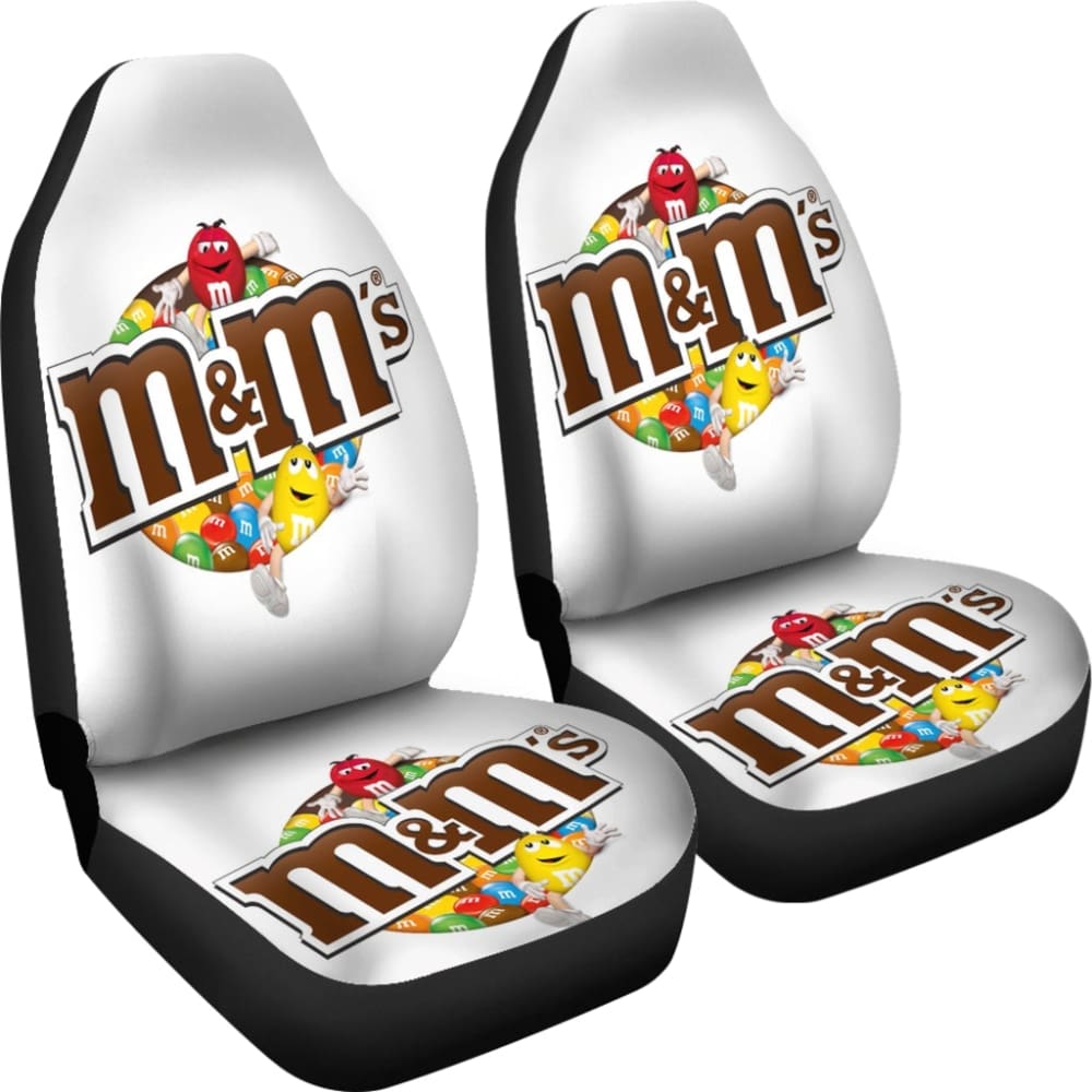 M&M Chocolate White Car Seat Covers Car Accessories Decoration 094201 - YourCarButBetter