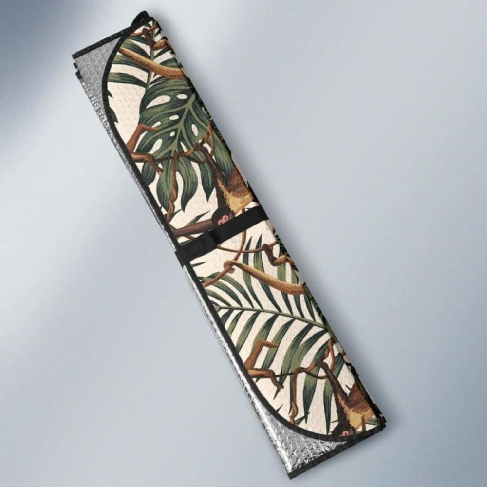 Monkey Tropical Leaves Background Car Auto Sun Shades 182102 - YourCarButBetter