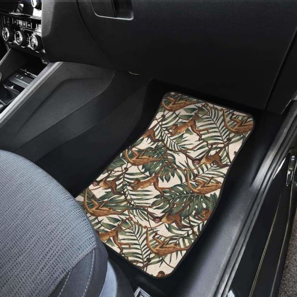 Monkey Tropical Leaves Background Front And Back Car Mats 174914 - YourCarButBetter
