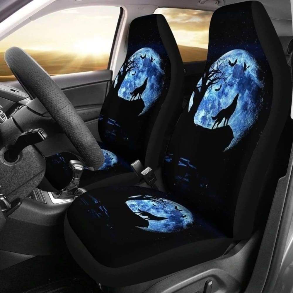 Moonlight Wolf Howl Car Seat Covers For Wolf Lover 163326