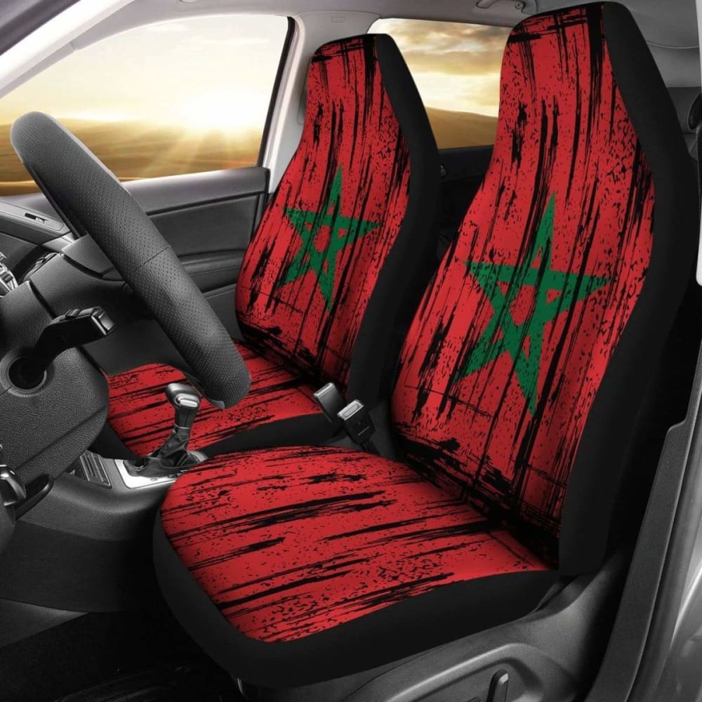 Morocco Grunge Flag Car Seat Cover 1 232125 - YourCarButBetter