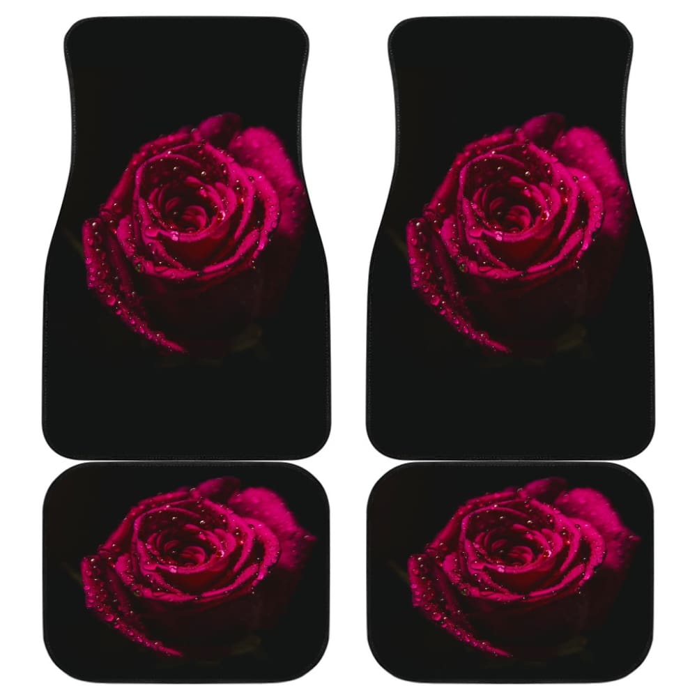 Most Beautiful Rose Ever On Black Background Car Floor Mats 212801 - YourCarButBetter