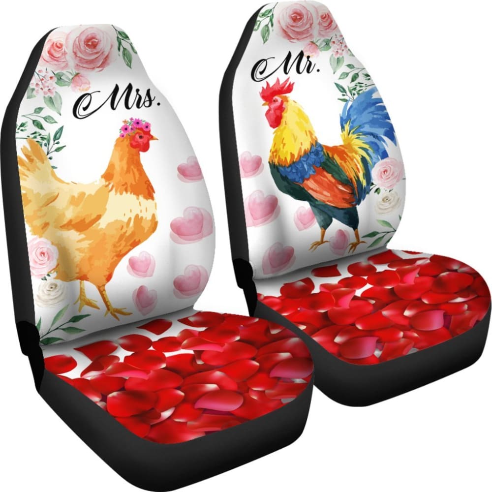 Mr And Mrs Chicken Car Seat Cover 094209 - YourCarButBetter