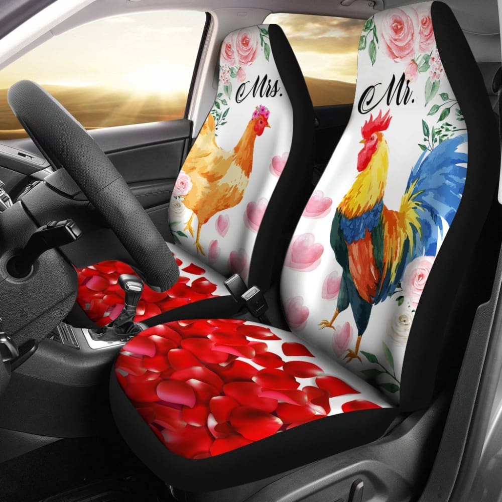 Mr And Mrs Chicken Car Seat Cover 094209 - YourCarButBetter