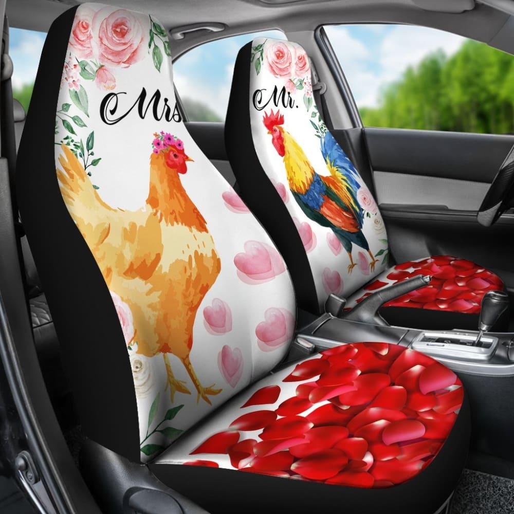 Mr And Mrs Chicken Car Seat Cover 094209 - YourCarButBetter