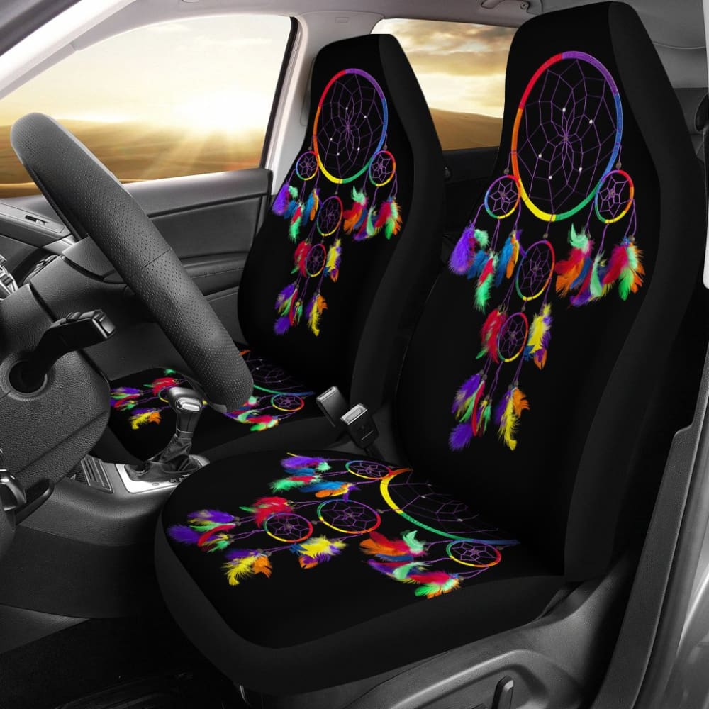 Multi Color Native Dreamcatcher Colorful Feather Car Seats Covers 211204 - YourCarButBetter
