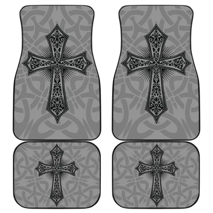 Mystic Celtic Cross With Knot Black Themed Car Floor Mats 210301 - YourCarButBetter
