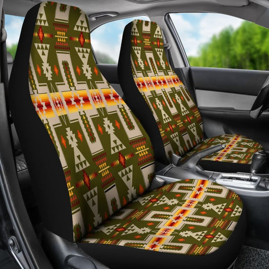 Nat0 Dark Green Tribe Design Native American Car Seat Covers 093223 - YourCarButBetter