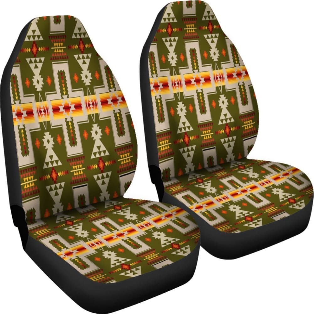 Nat0 Dark Green Tribe Design Native American Car Seat Covers 093223 - YourCarButBetter