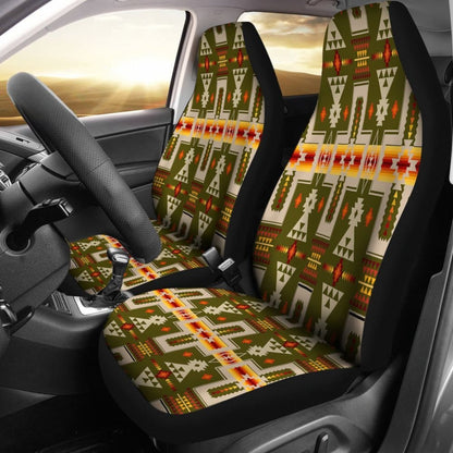 Nat0 Dark Green Tribe Design Native American Car Seat Covers 093223 - YourCarButBetter