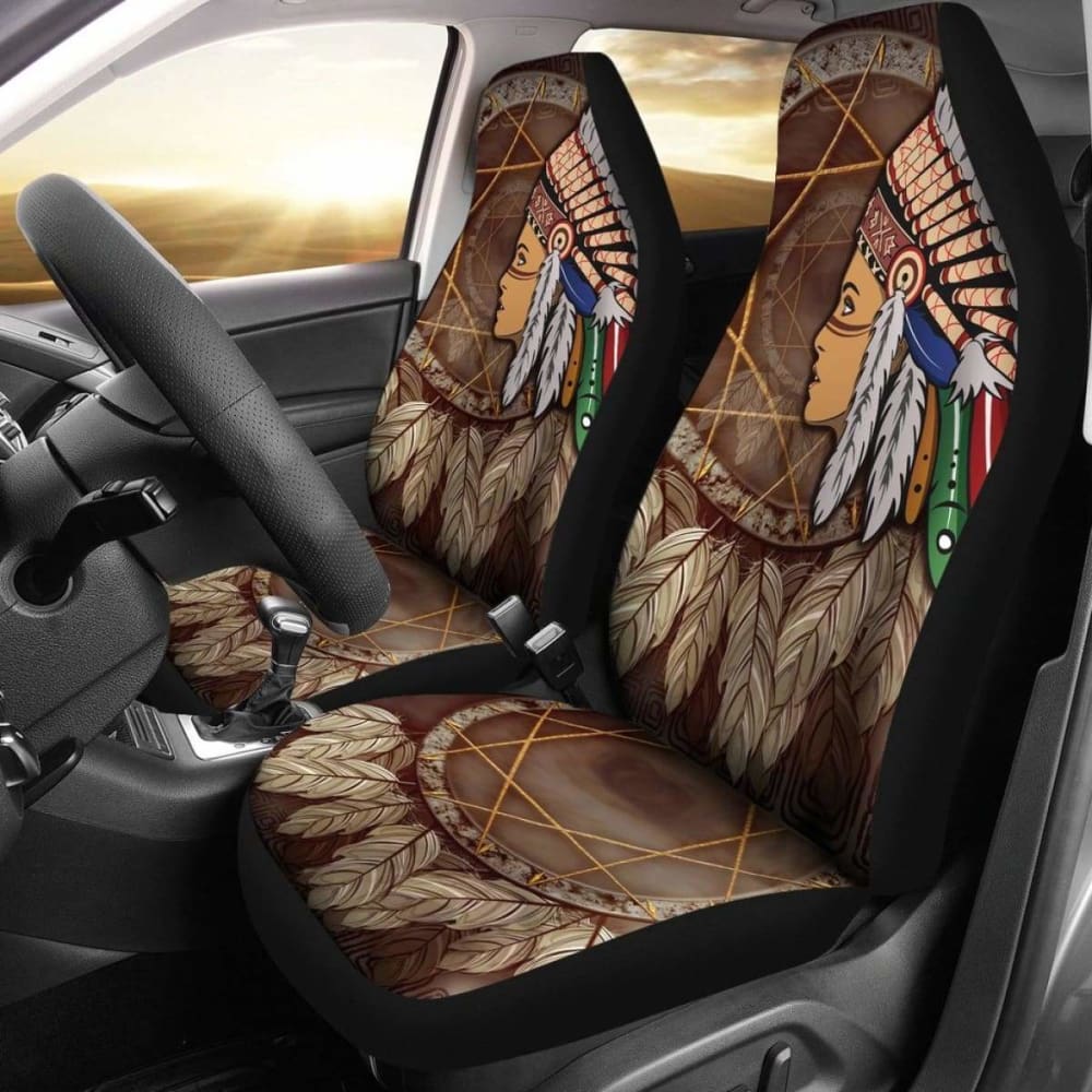 Native American Car Seat Covers - Native American Girls With Dreamcatcher - 102918 - YourCarButBetter
