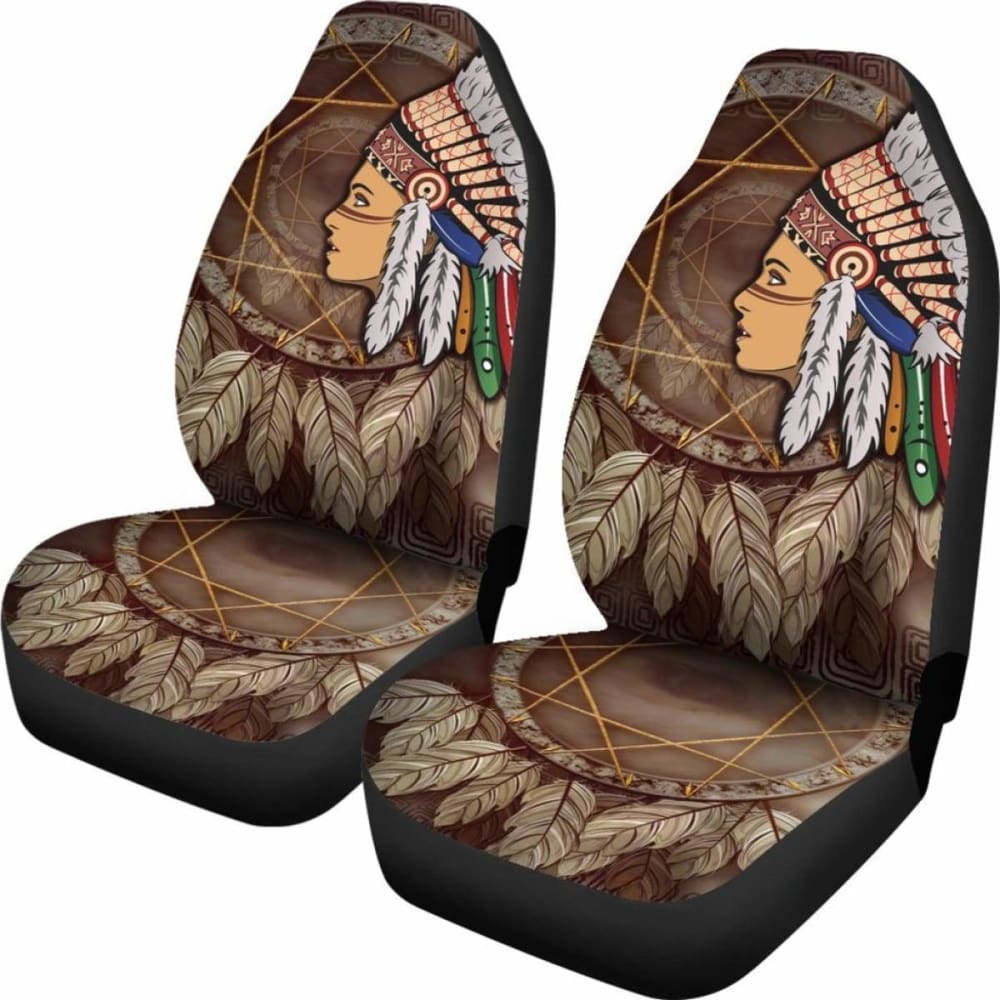 Native American Car Seat Covers - Native American Girls With Dreamcatcher - 102918 - YourCarButBetter