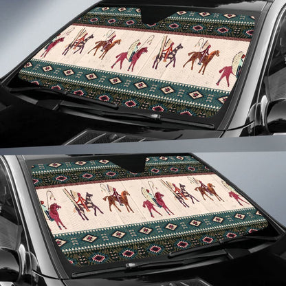Native American Chief Horse Auto Sun Shades 093223 - YourCarButBetter