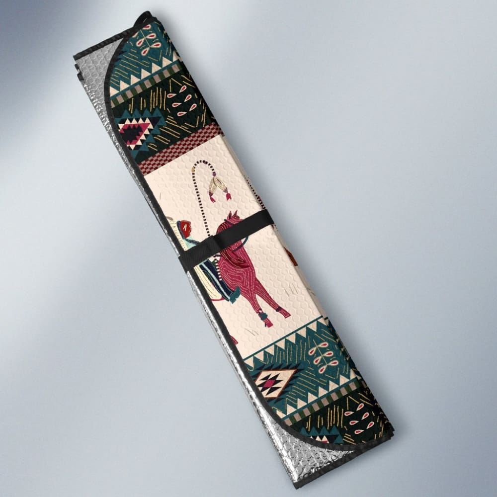 Native American Chief Horse Auto Sun Shades 093223 - YourCarButBetter