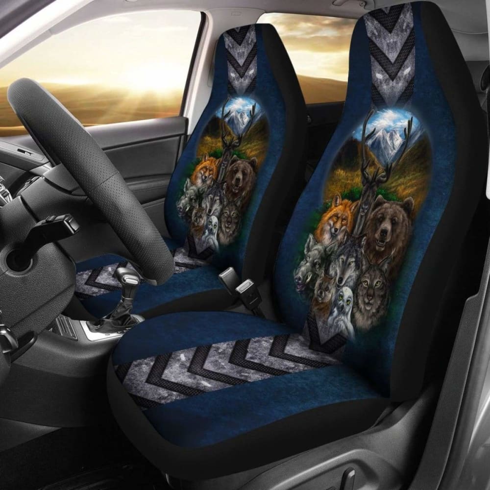 Native American Clothing Bear Wolf Owl Fox 3D Car Seat Cover 174716