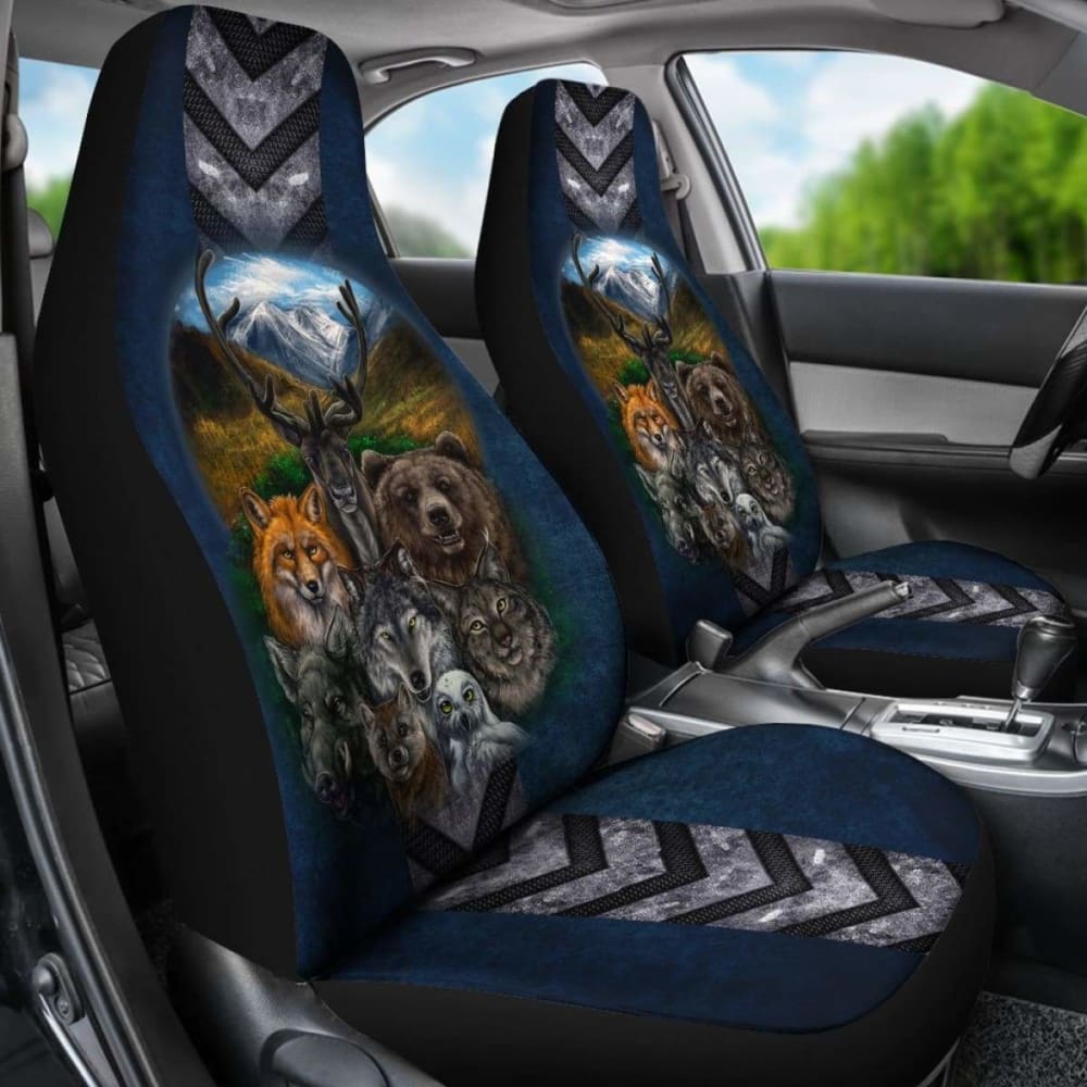 Native American Clothing Bear Wolf Owl Fox 3D Car Seat Cover 174716
