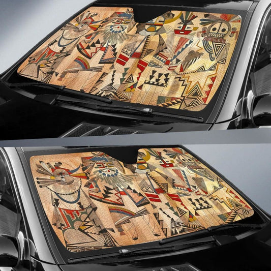 Native American Culture Pattern Auto Sun Shades 093223 - YourCarButBetter