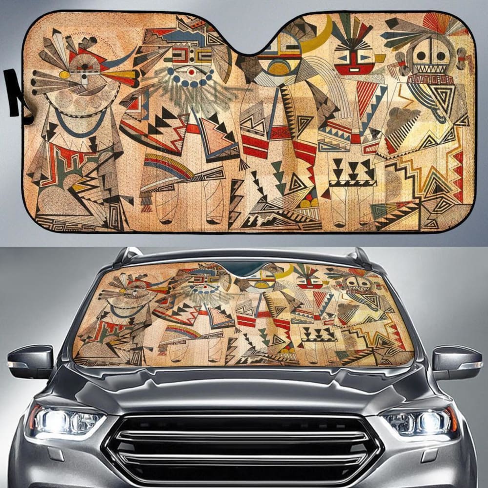 Native American Culture Pattern Auto Sun Shades 093223 - YourCarButBetter