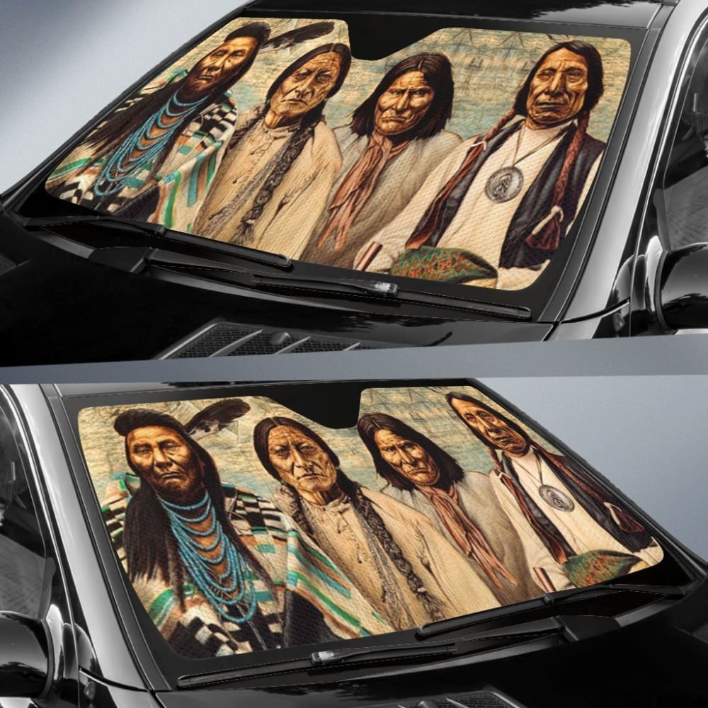 Native American Founding Fathers Auto Sun Shades 093223 - YourCarButBetter