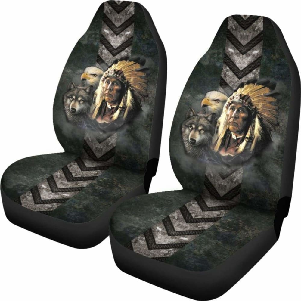 Native American Indian Eagle Wolf Spirit Animals Car Seat Cover 105905 - YourCarButBetter