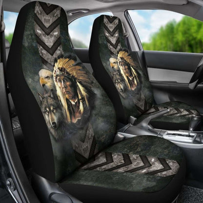 Native American Indian Eagle Wolf Spirit Animals Car Seat Cover 105905 - YourCarButBetter