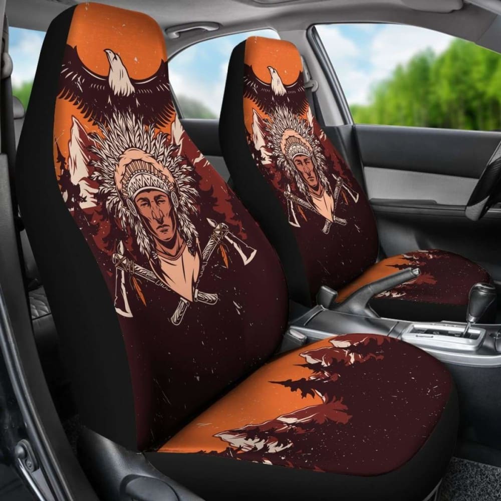 Native American Indian Warrior Car Seat Covers - Vintage Wild - 105905 - YourCarButBetter