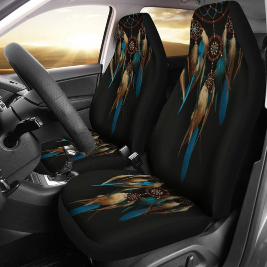 Native Dreamcatcher Blue Feather Car Seats Covers 211204 - YourCarButBetter