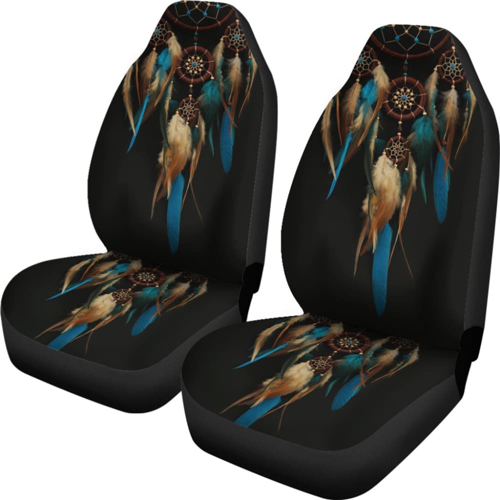 Native Dreamcatcher Blue Feather Car Seats Covers 211204 - YourCarButBetter