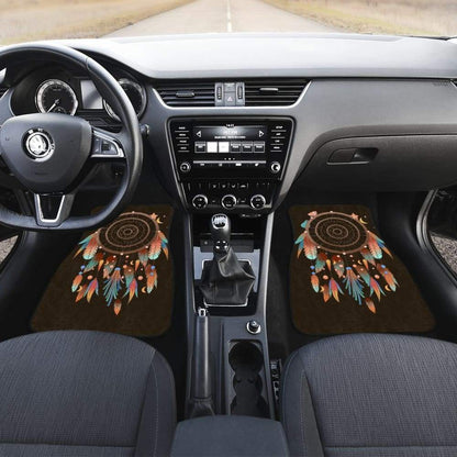 Native Dreamcatcher Feather Brown Themed Car Floor Mats 211204 - YourCarButBetter
