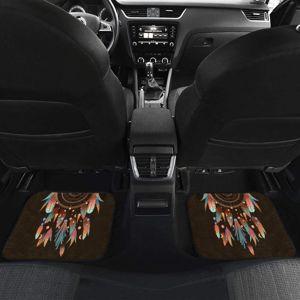 Native Dreamcatcher Feather Brown Themed Car Floor Mats 211204 - YourCarButBetter