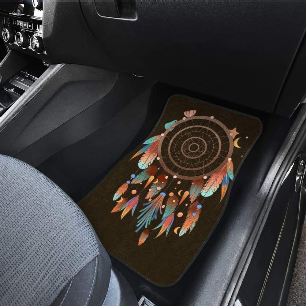 Native Dreamcatcher Feather Brown Themed Car Floor Mats 211204 - YourCarButBetter