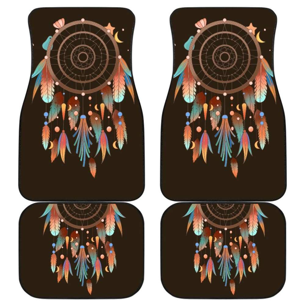 Native Dreamcatcher Feather Brown Themed Car Floor Mats 211204 - YourCarButBetter